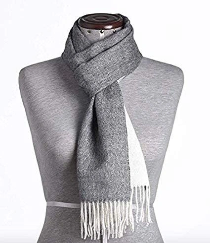 Cozy Chic: Grey and White Baby Alpaca Scarf - Unbelievably Soft Luxury